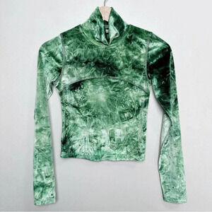 Aritzia Wilfred Free Womens Small Long  Sleeve Burnt Velvet Green Tie Dye